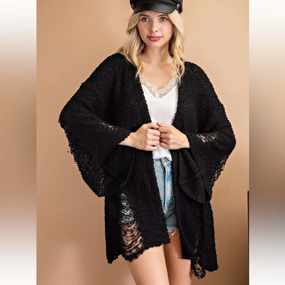 Distressed Black Cardigan, Women’s NWT - Picture 5 of 5